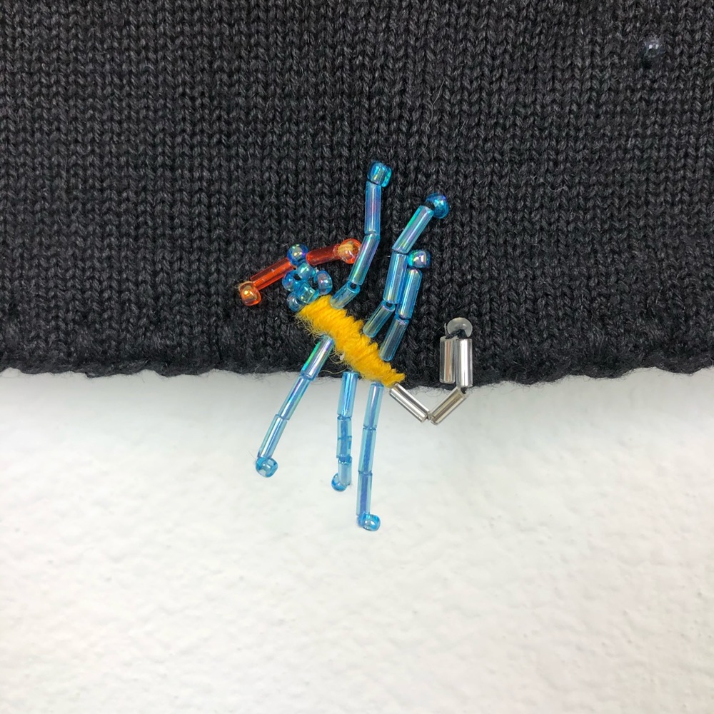 Michael Simon Black V-Neck Sweater with Colorful Embroidery - Picture 2 of 9